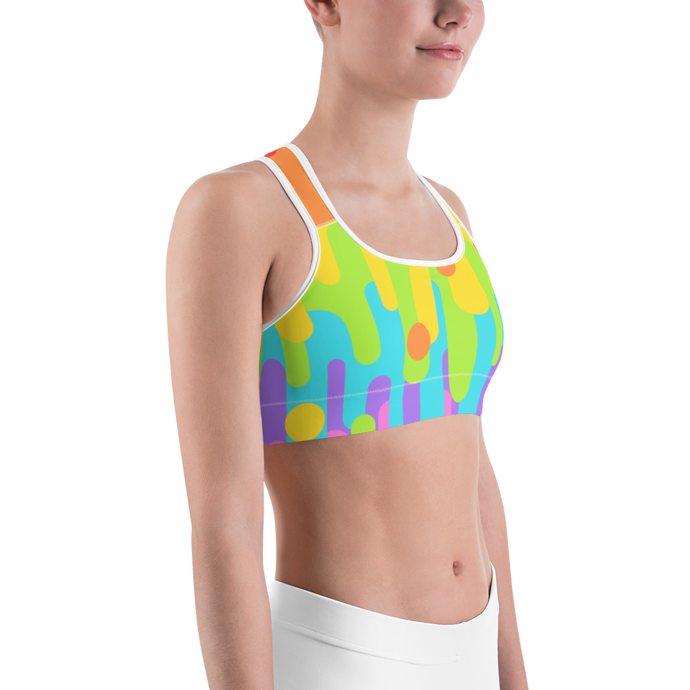 Rainbow Striped Sports Bra, Colorful Gay Friendly Women's Workout