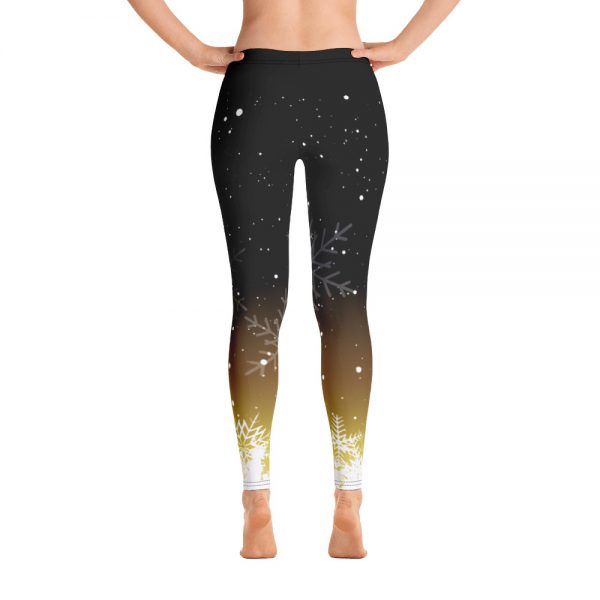 Black Gold Snowflake Yoga Leggings - Image 2