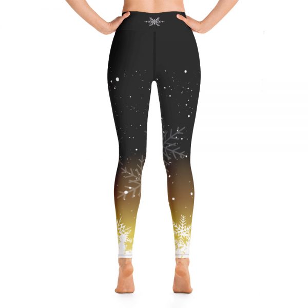 Black Gold Snowflake Performance Leggings - Image 4