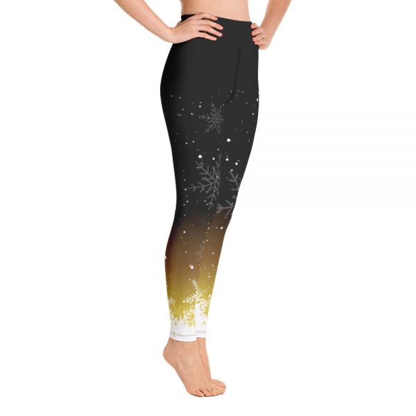 Black Gold Snowflake Performance Leggings - Image 3