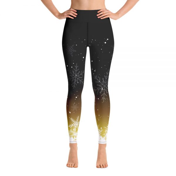 Black Gold Snowflake Performance Leggings