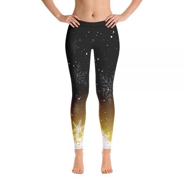 Black Gold Snowflake Yoga Leggings